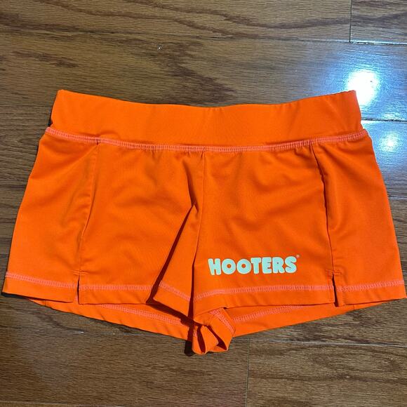 Hooters Orange Staff Waitress Spandex Booty Shorts Size XS - Picture 2 of 11